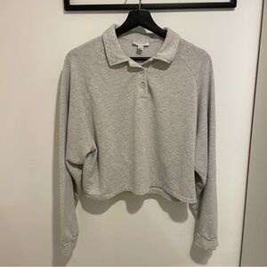 Topshop Cropped Grey Polo Sweatshirt